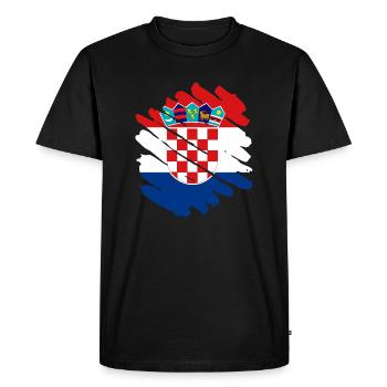 Drapeau de la Croatie Mer Adriatique Drapeau de Zagreb Croate - T-shirt Premium bio Homme - noir - Devant - Nico (187cm)