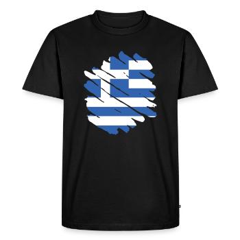 Drapeau de la Grèce Hellas Athènes Drapeau grec - T-shirt Premium bio Homme - noir - Devant - Nico (187cm)