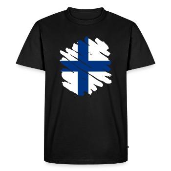 Finland Flag Suomi Finnish Flag Used Look - Men's Premium Organic T-Shirt - black - Front - Nico (187cm)