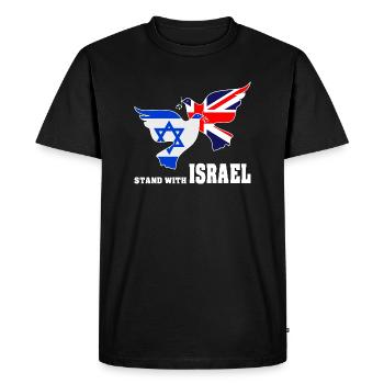 Grande-Bretagne Israël Colombes de la paix - T-shirt Premium bio Homme - noir - Devant - Nico (187cm)