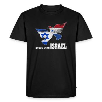 Pays-Bas Israël Colombes de la Paix - T-shirt Premium bio Homme - noir - Devant - Nico (187cm)