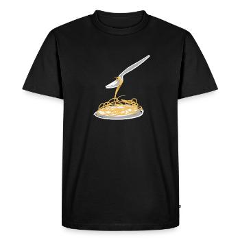 Nouilles spaghetti - T-shirt Premium bio Homme - noir - Devant - Nico (187cm)