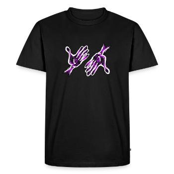 mains violettes - T-shirt Premium bio Homme - noir - Devant - Nico (187cm)