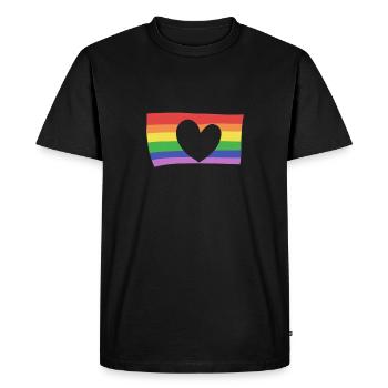drapeau symbole lgbt amour coeurs arc-en-ciel coeur - T-shirt Premium bio Homme - noir - Devant - Nico (187cm)