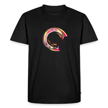 symbole de demi-cercle esthétique en jaune et rouge - T-shirt Premium bio Homme - noir - Devant - Nico (187cm)