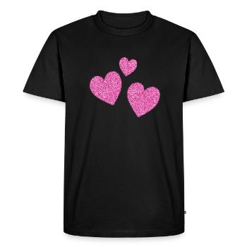 3 pink glittering hearts heart - Men's Premium Organic T-Shirt - black - Front - Nico (187cm)