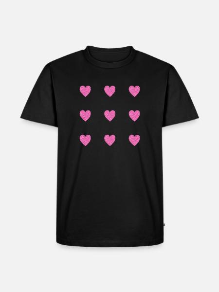 pink glittering hearts heart pattern - Men's Premium Organic T-Shirt - black