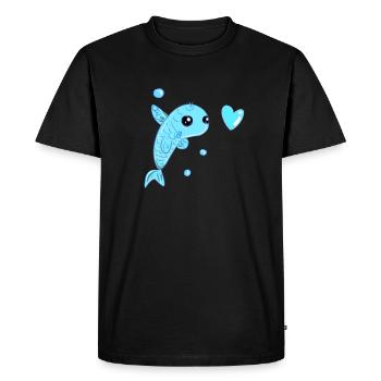 poisson animal de mer amour eau amour doux - T-shirt Premium bio Homme - noir - Devant - Nico (187cm)