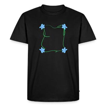 quatre fleurs carré carré bleu - T-shirt Premium bio Homme - noir - Devant - Nico (187cm)
