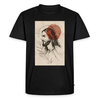 Jésus minimaliste contemporain - T-shirt Premium bio Homme - noir - Devant - Nico (187cm)