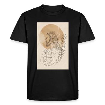 Impression d’art Jésus Lignes Simples, Moderne - T-shirt Premium bio Homme - noir - Devant - Nico (187cm)