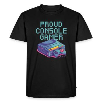Proud Console Gamer - light - Men's Premium Organic T-Shirt - black - Front - Nico (187cm)