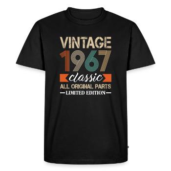 Naissance 1967 naissance anniversaire rétro - T-shirt Premium bio Homme - noir - Devant - Nico (187cm)