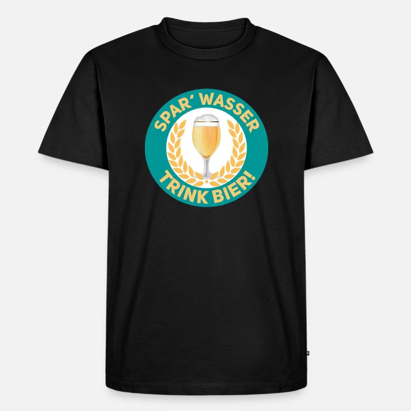 Spar Wasser Trink Bier - Männer Premium Bio T-Shirt - Schwarz