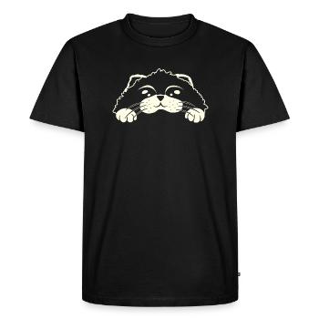 Le chat regarde par-dessus bord - T-shirt Premium bio Homme - noir - Devant - Nico (187cm)