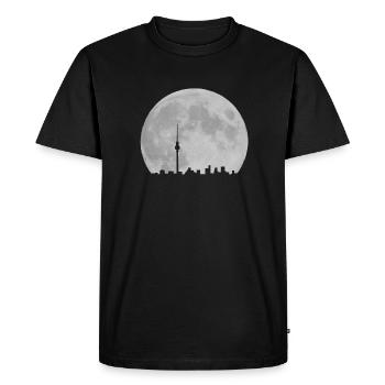 Berlin skyline in front of moon Fernsehturm - Men's Premium Organic T-Shirt - black - Front - Nico (187cm)