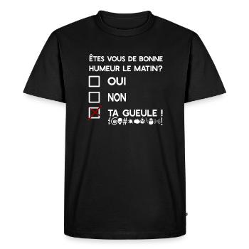humeur du matin t-shirt drôle - T-shirt Premium bio Homme - noir - Devant - Nico (187cm)