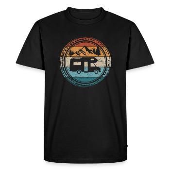 Retro Camping-car Vintage Camper Camping Holiday - T-shirt Premium bio Homme - noir - Devant - Nico (187cm)