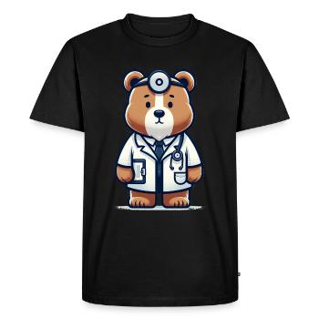 Cute Bear Doctor - Men's Premium Organic T-Shirt - black - Front - Nico (187cm)