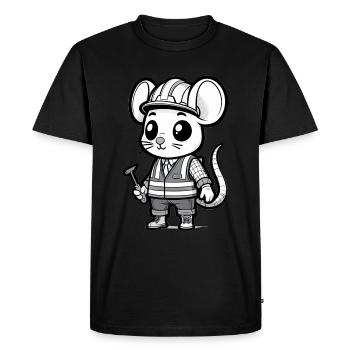 Mignon Souris Ouvrier De La Construction - T-shirt Premium bio Homme - noir - Devant - Nico (187cm)