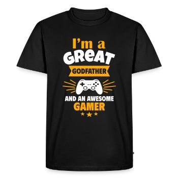 Genius Godfather et Super Gamer Geek Gaming - T-shirt Premium bio Homme - noir - Devant - Nico (187cm)