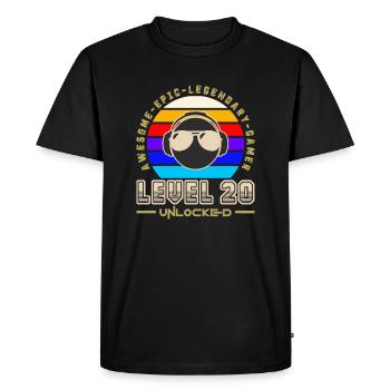 Level 20 - T-shirt Premium bio Homme - noir - Devant - Nico (187cm)