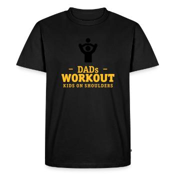 Papa's workout with child on shoulders gift - Men's Premium Organic T-Shirt - black - Front - Nico (187cm)