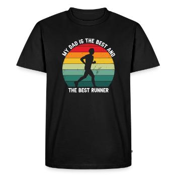 My DAD Is The Best & The Best Runner Retro Cool - Men's Premium Organic T-Shirt - black - Front - Nico (187cm)