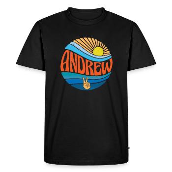 Andrew Chemise Vintage Coucher de soleil Andrew Groovy Tie Dye - T-shirt Premium bio Homme - noir - Devant - Nico (187cm)