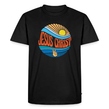 Jesus Christ Chemise Vintage Coucher de soleil Jésus-Christ - T-shirt Premium bio Homme - noir - Devant - Nico (187cm)