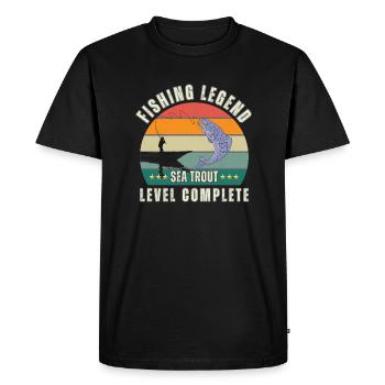 Fishing Legend - Level sea trout completed - Men's Premium Organic T-Shirt - black - Front - Nico (187cm)