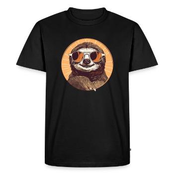 Sloth with sunglasses, sluggishness - Men's Premium Organic T-Shirt - black - Front - Nico (187cm)
