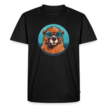 Castor avec lunettes de soleil, rongeur, ricin - T-shirt Premium bio Homme - noir - Devant - Nico (187cm)