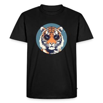 Tiger with sunglasses, cat, predator - Men's Premium Organic T-Shirt - black - Front - Nico (187cm)