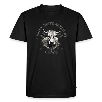 Facilement distrait par les vaches - T-shirt Premium bio Homme - noir - Devant - Nico (187cm)