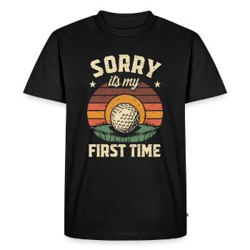 Golf - Minigolf - ma première fois - T-shirt Premium bio Homme - noir - Devant - Nico (187cm)