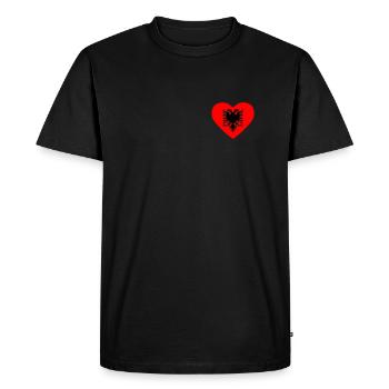 Cœur drapeau Albanie - T-shirt Premium bio Homme - noir - Devant - Nico (187cm)