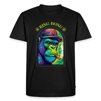 King Bong - Kiffer Gorilla - Cannabis - Männer Premium Bio T-Shirt - Schwarz - Vorne - Nico (187cm)