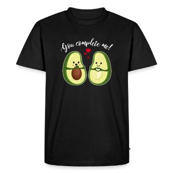 vous me complète - avocat couple amour Saint - T-shirt Premium bio Homme - noir - Devant - Nico (187cm)