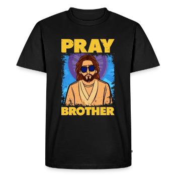 Priez frère - Cool Jesus Design - T-shirt Premium bio Homme - noir - Devant - Nico (187cm)