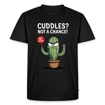 Sarcastic Cactus - No Hugging - Men's Premium Organic T-Shirt - black - Front - Nico (187cm)