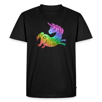 Paillettes arc-en-ciel de la Licorne - T-shirt Premium bio Homme - noir - Devant - Nico (187cm)