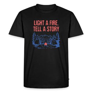 Allumez un feu Racontez une histoire Foyer de camping - T-shirt Premium bio Homme - noir - Devant - Nico (187cm)