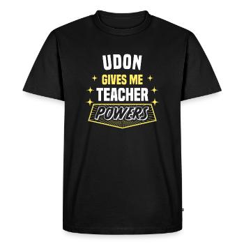 Udon Gives Me Teacher Powers Funny Professor - Men's Premium Organic T-Shirt - black - Front - Nico (187cm)