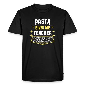 Pasta Gives Me Teacher Powers Funny Professor - Men's Premium Organic T-Shirt - black - Front - Nico (187cm)