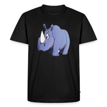 Kawaii Cartoon Rhino - Men's Premium Organic T-Shirt - black - Front - Nico (187cm)
