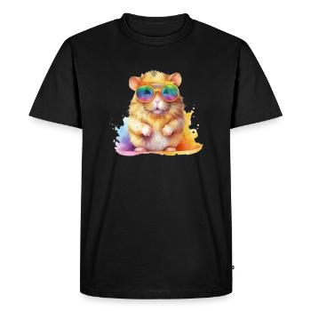 Hamster coloré cool avec des lunettes de soleil - T-shirt Premium bio Homme - noir - Devant - Nico (187cm)