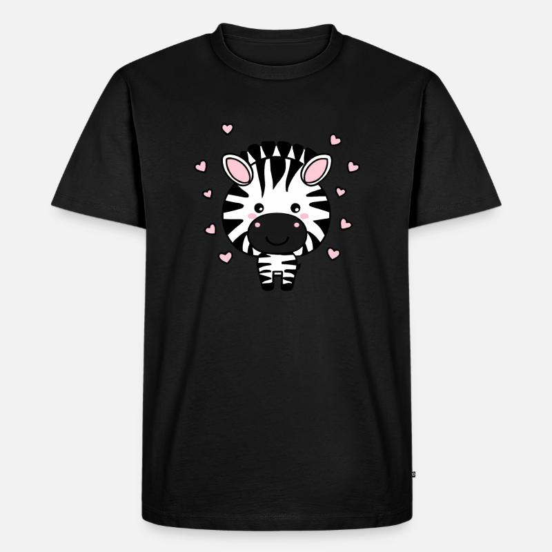Süßes Zebra mit Herzchen - Männer Premium Bio T-Shirt - Schwarz