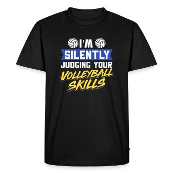 Blocker Spiker I'm Silently Judging Your Volleybal - Men's Premium Organic T-Shirt - black - Front - Nico (187cm)