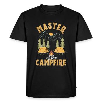 Master of the Campfire, Fun Camping Lovers - Men's Premium Organic T-Shirt - black - Front - Nico (187cm)